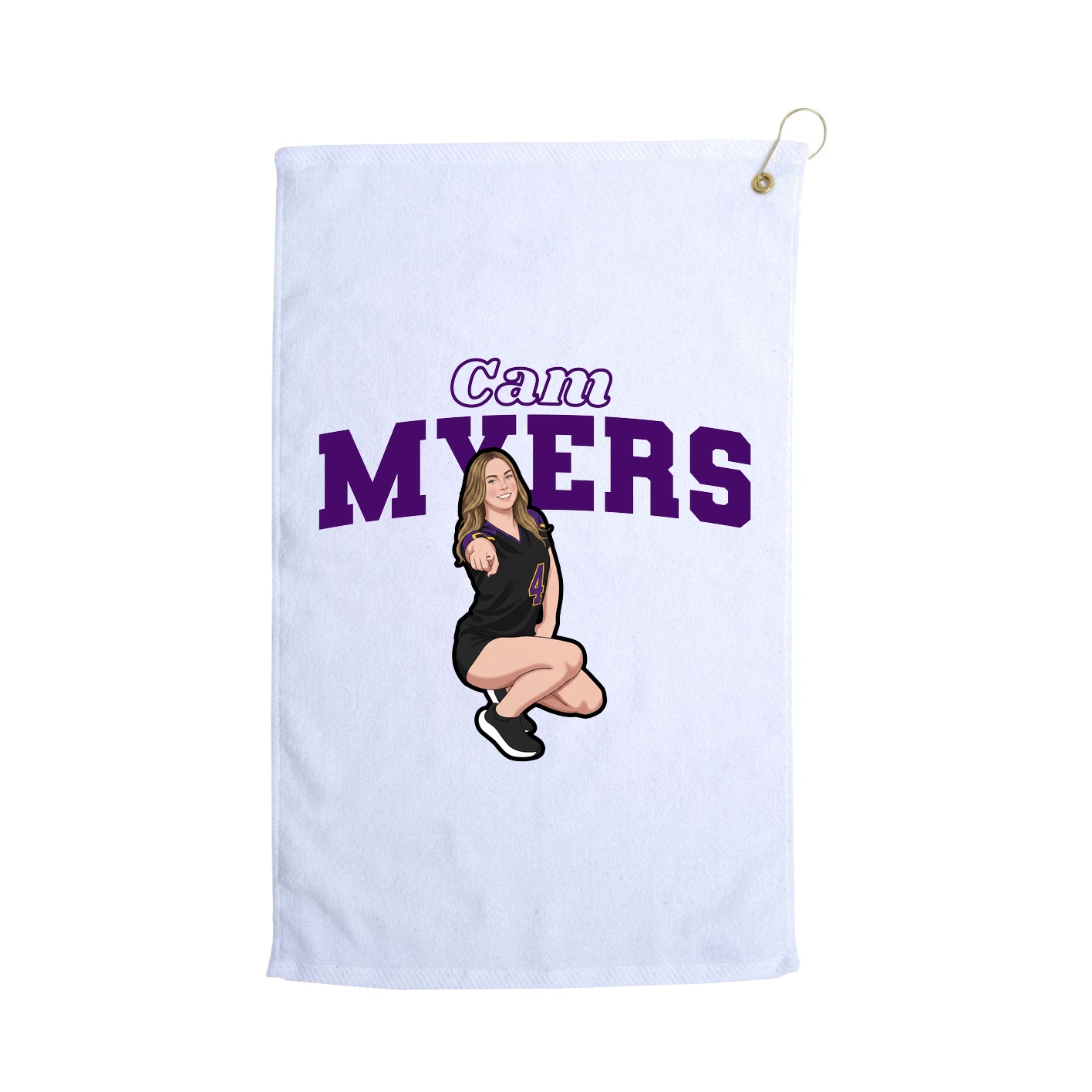 Golf Towel — Name Arch in White