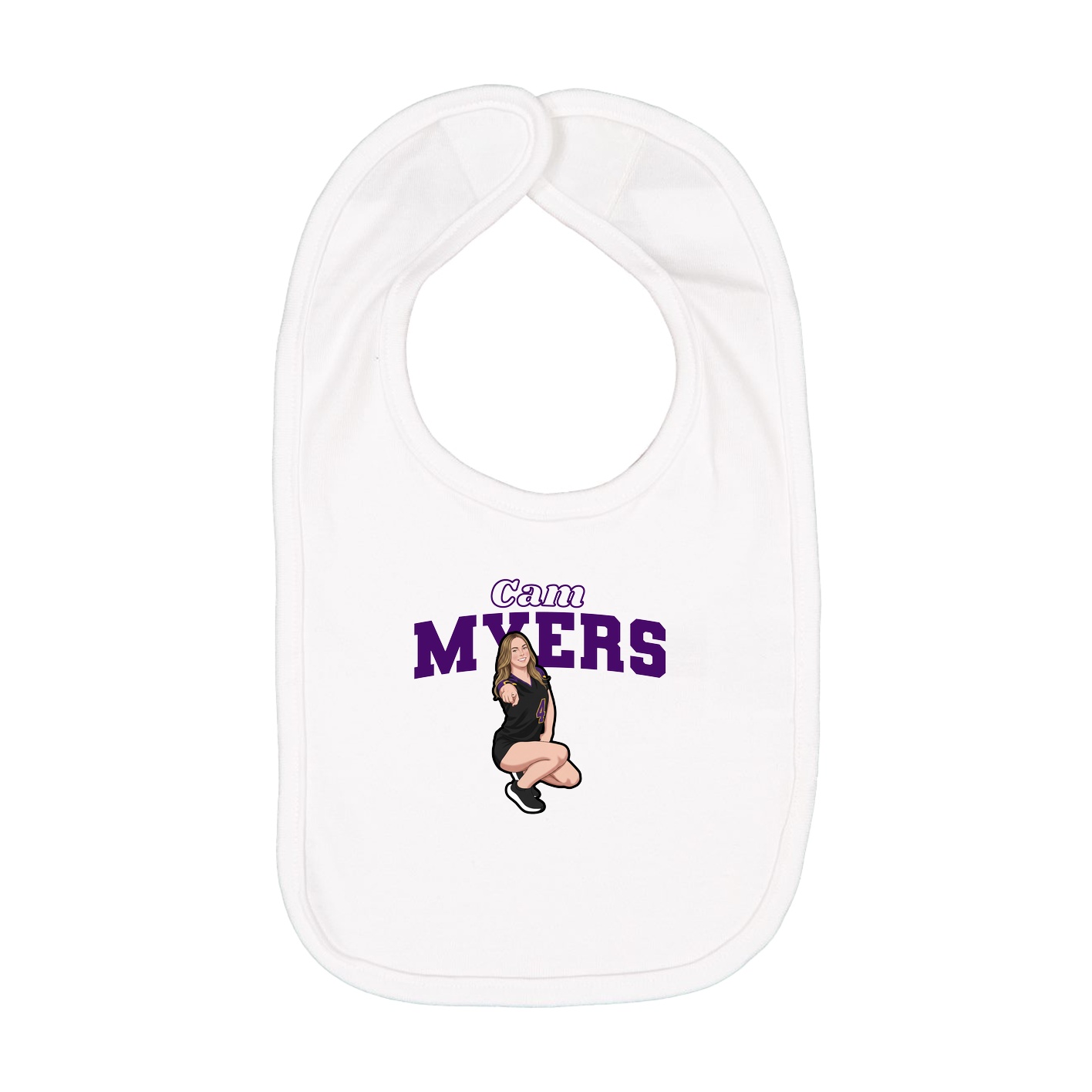 Infant Bib — Name Arch in White