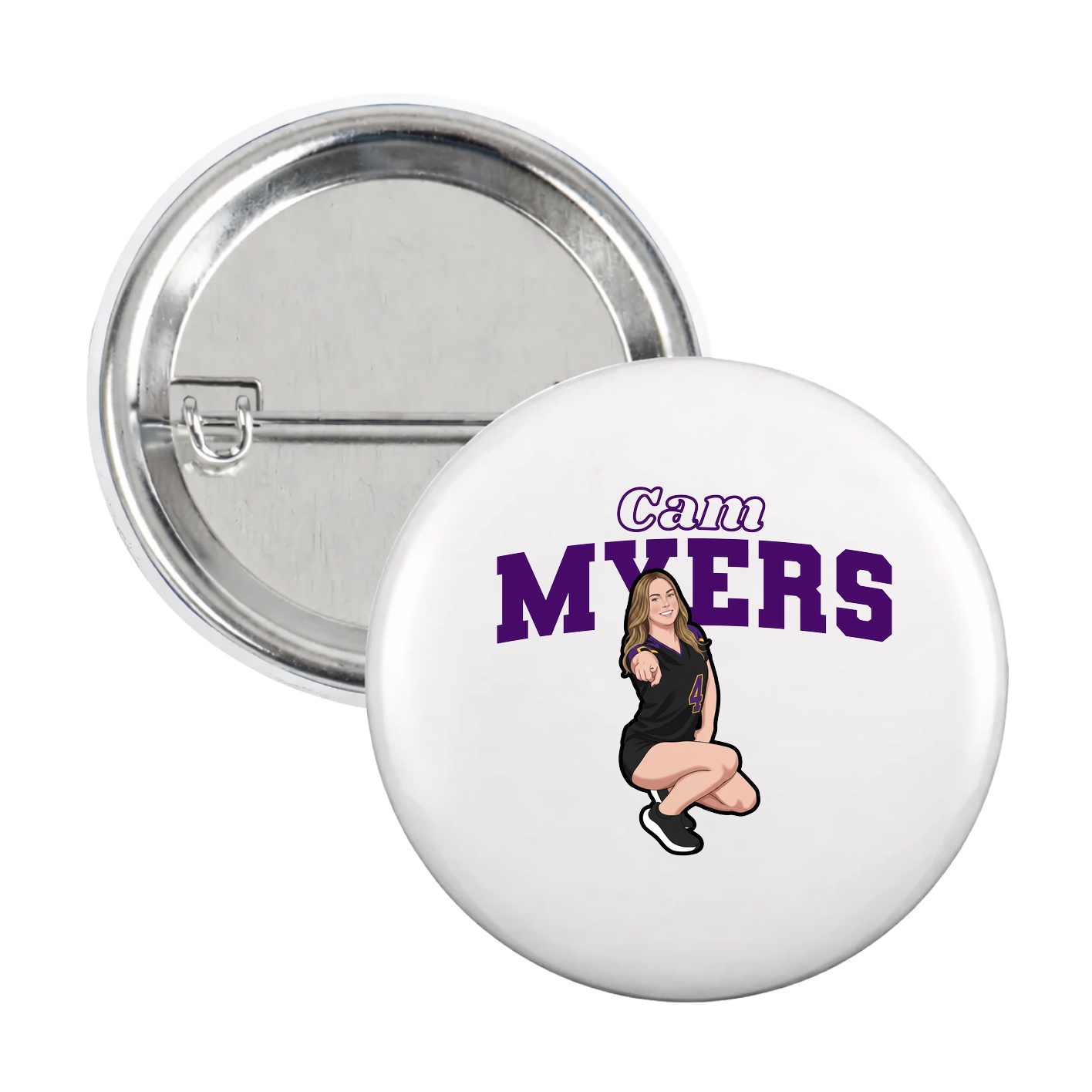 Game Day Button — Name Arch in White