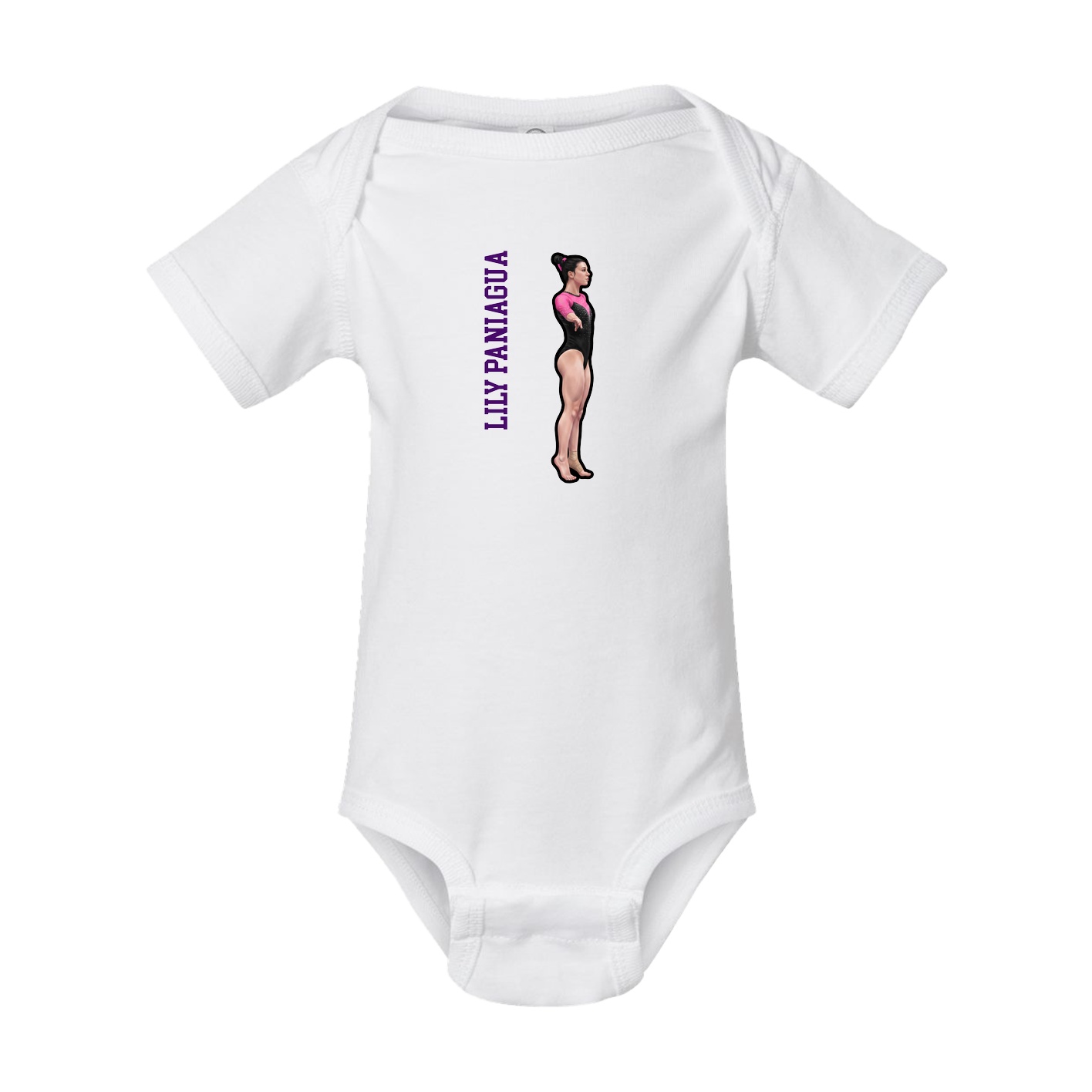 Baby Onesie — Name Vertical in White