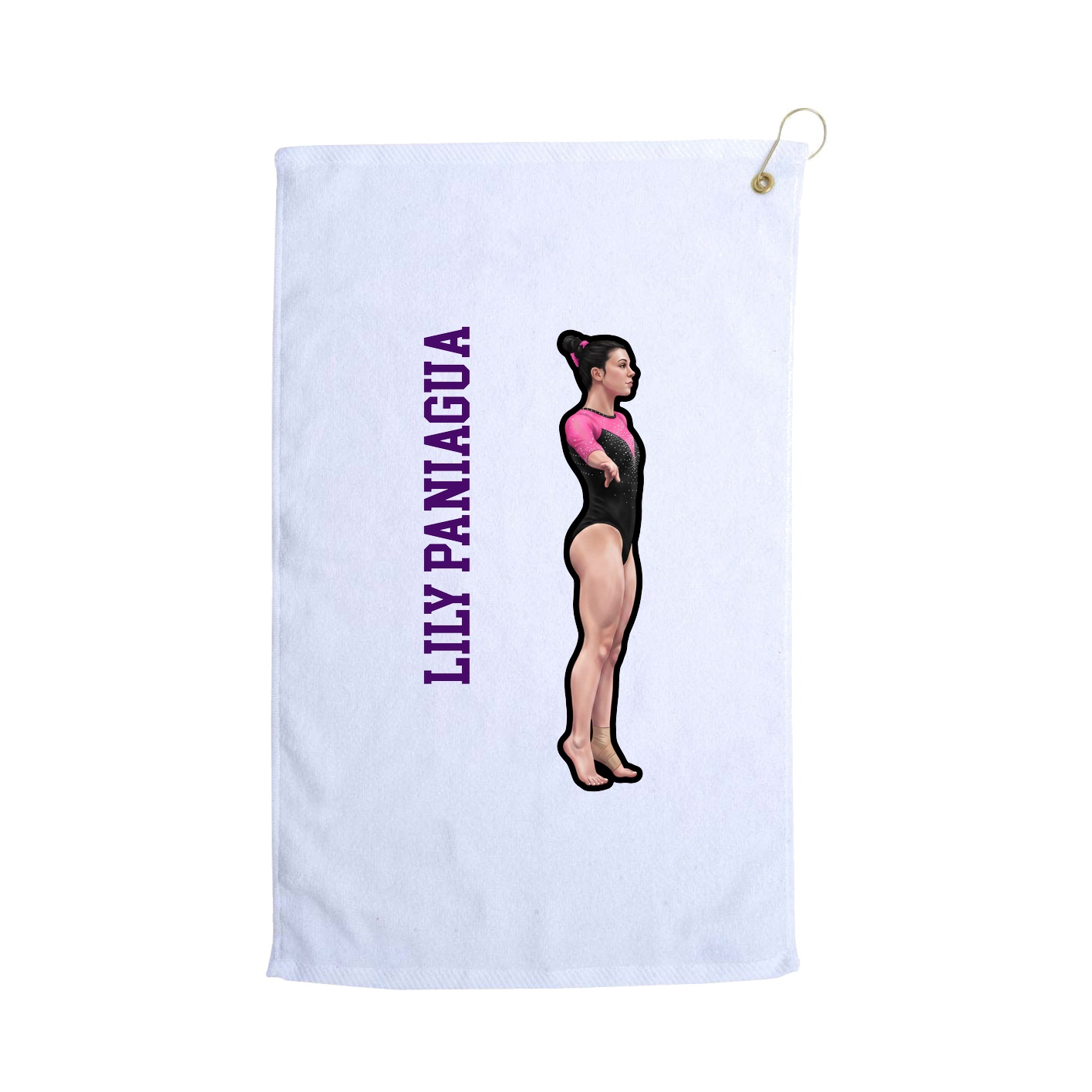 Golf Towel — Name Vertical in White