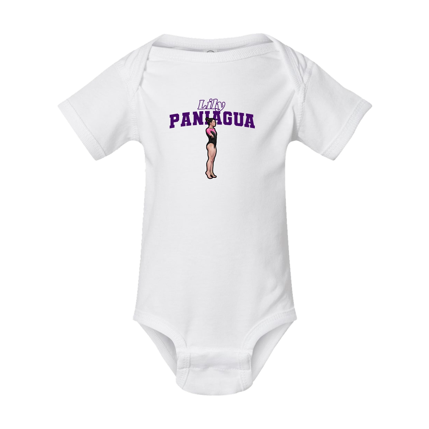 Baby Onesie — Name Arch in White