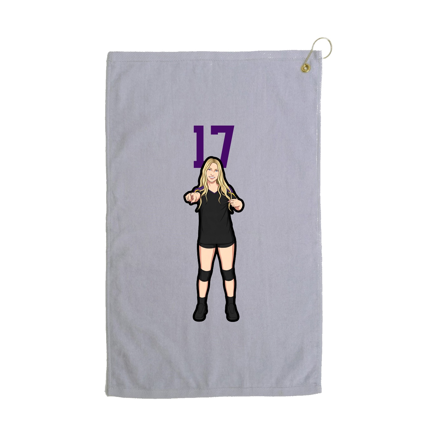 Golf Towel — Number Top in Grey
