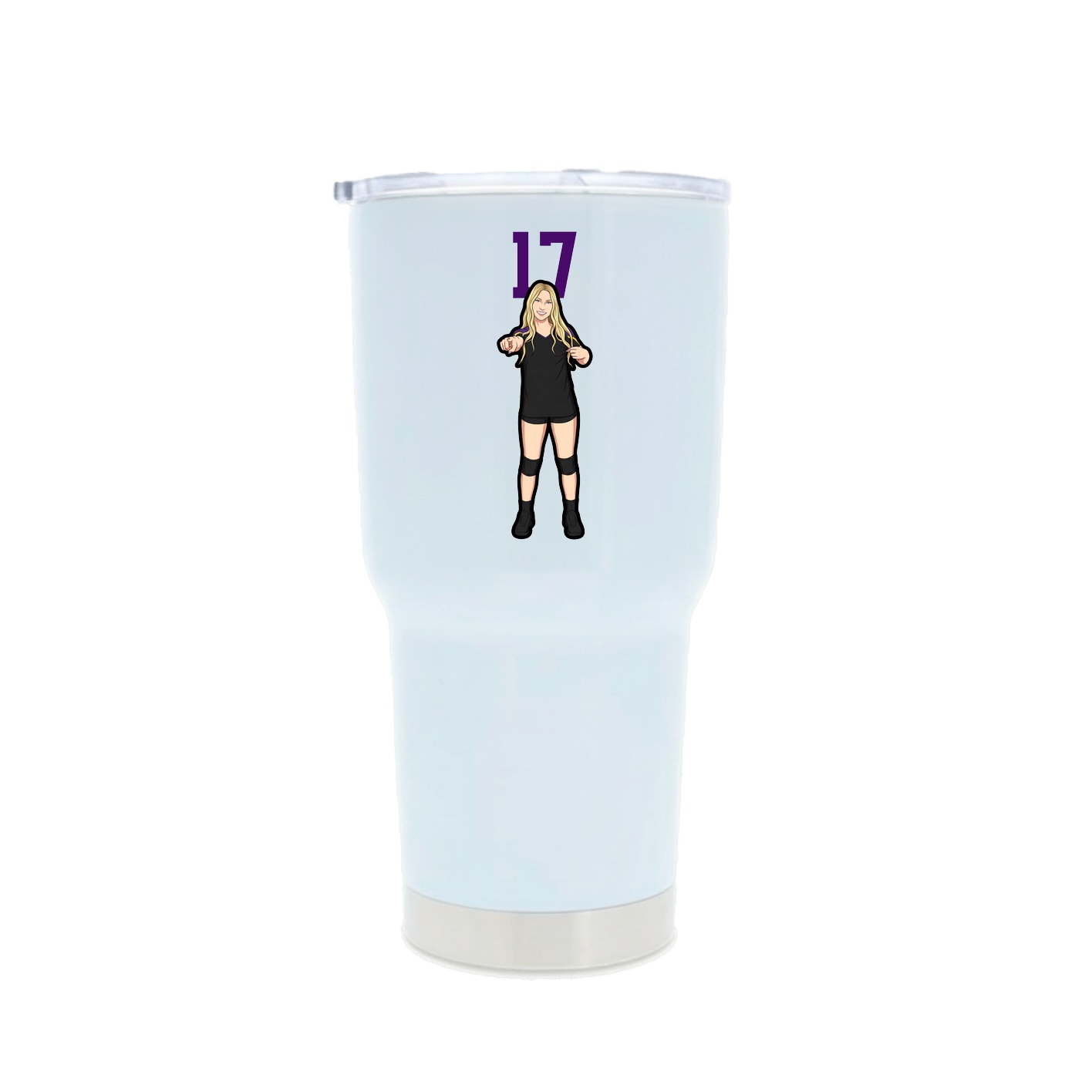 30oz Stainless Steel Tumbler — Number Top in White