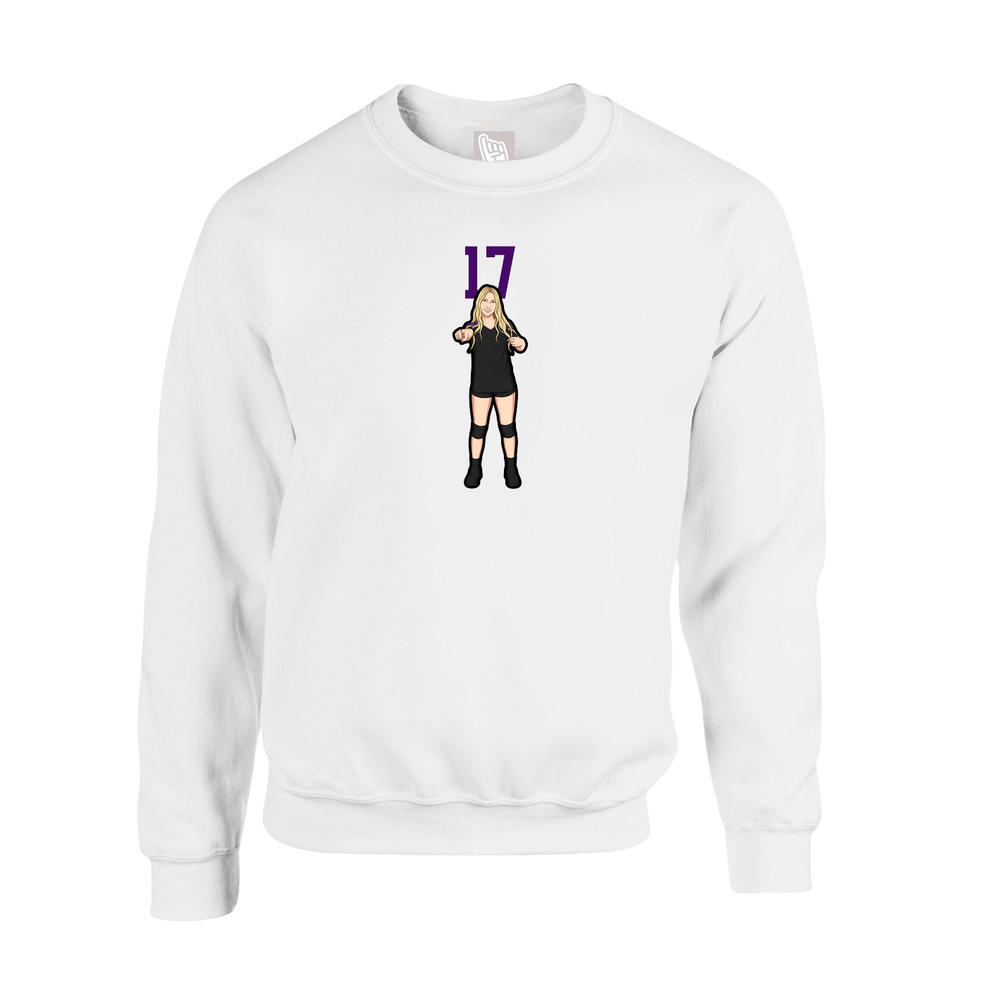 Fleece Crew — Number Top in White