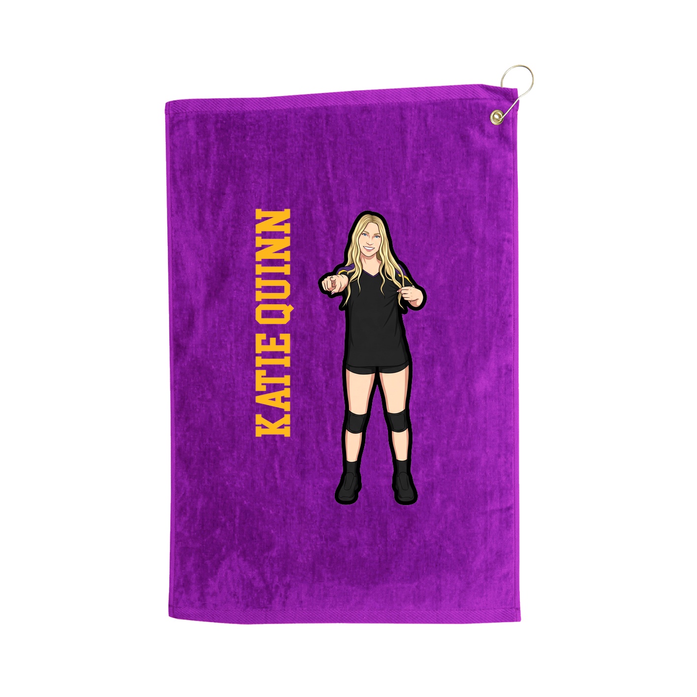 Golf Towel — Name Vertical in Purple