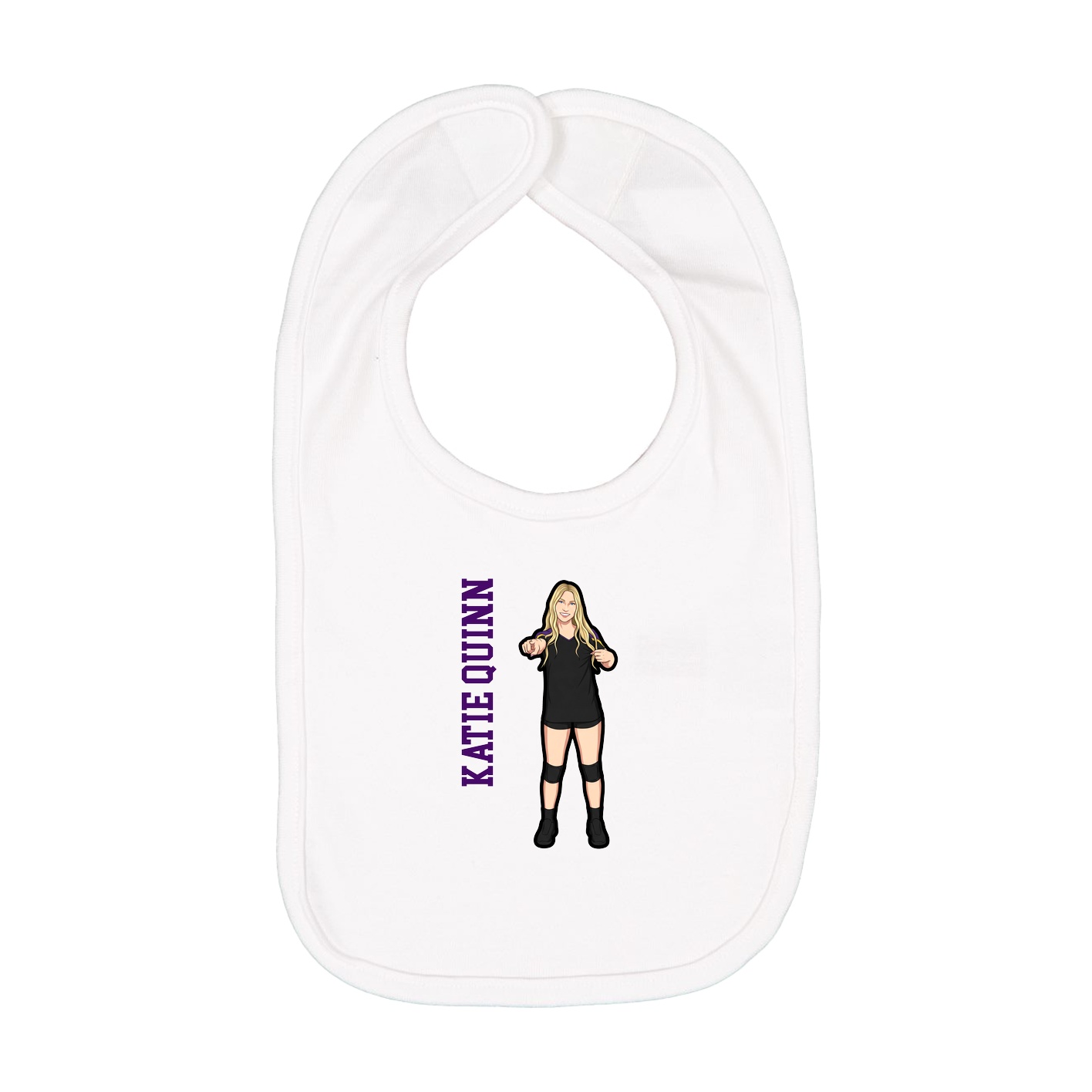 Infant Bib — Name Vertical in White