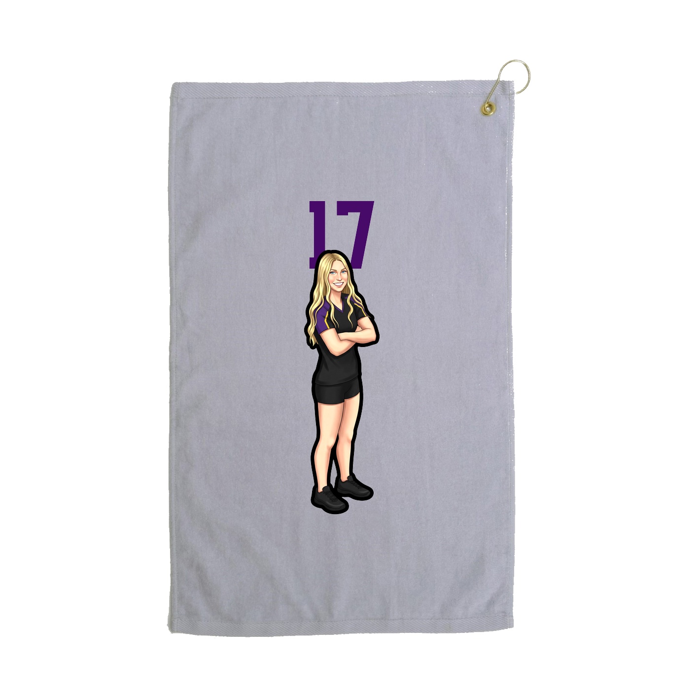 Golf Towel — Number Top in Grey