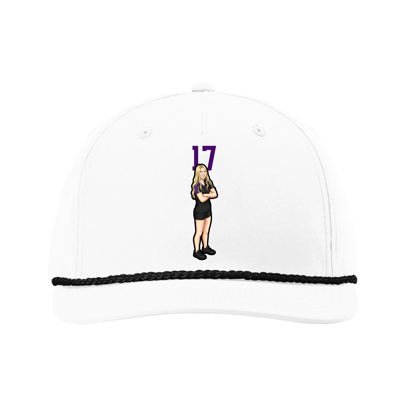 Five-Panel Classic Rope Cap — Number Top in White