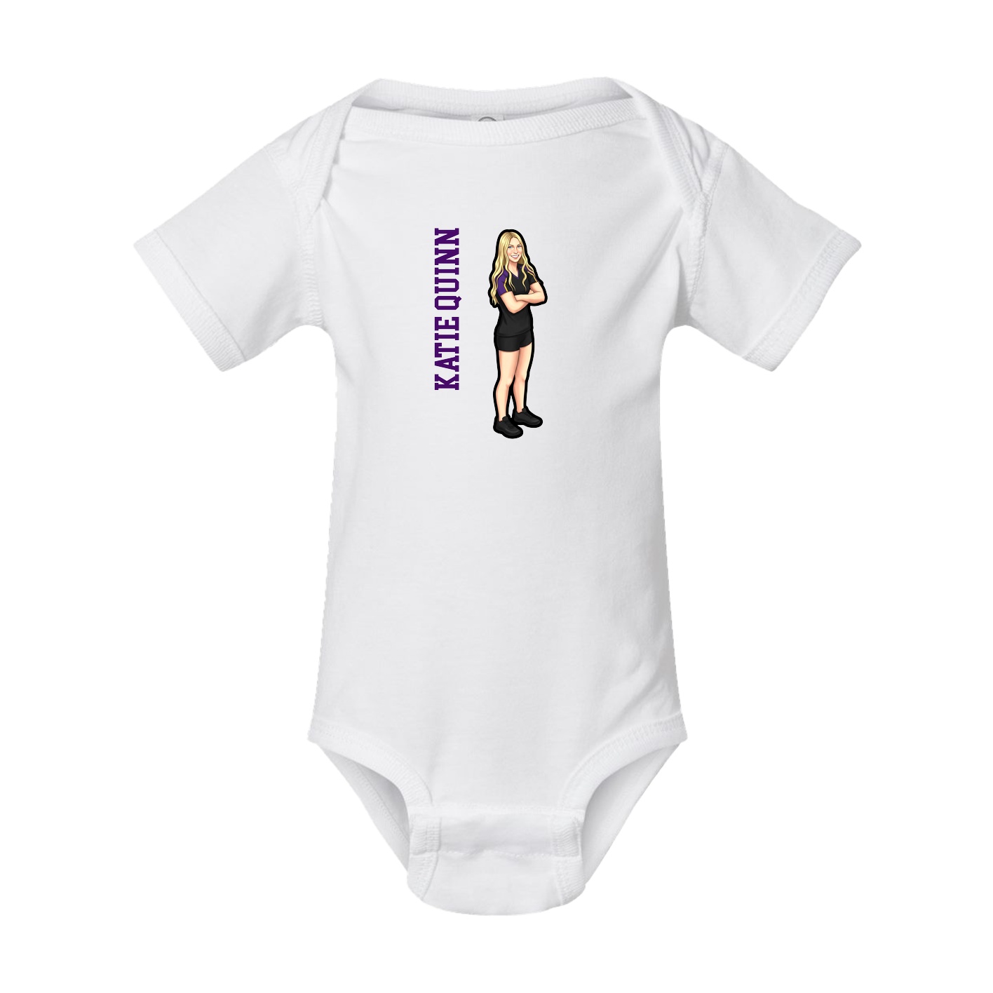 Baby Onesie — Name Vertical in White