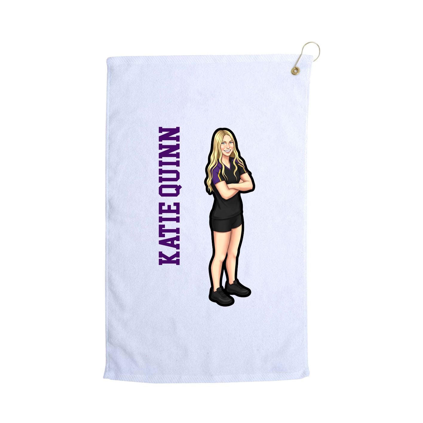 Golf Towel — Name Vertical in White