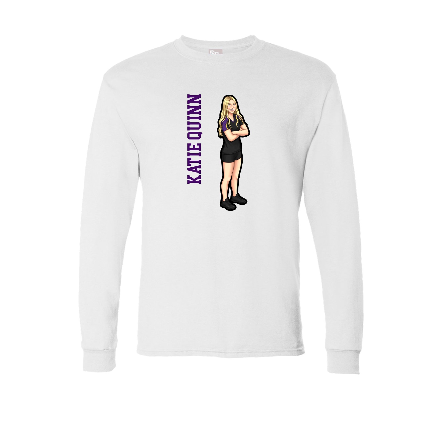 Long Sleeve Tee — Name Vertical in White