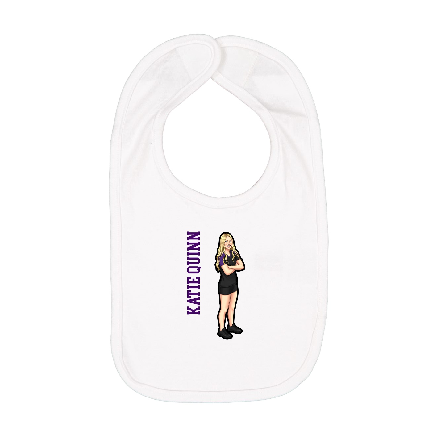 Infant Bib — Name Vertical in White