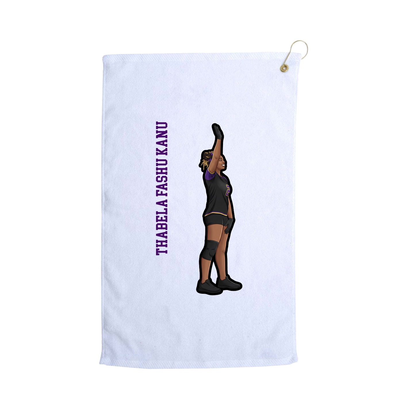 Golf Towel — Name Vertical in White