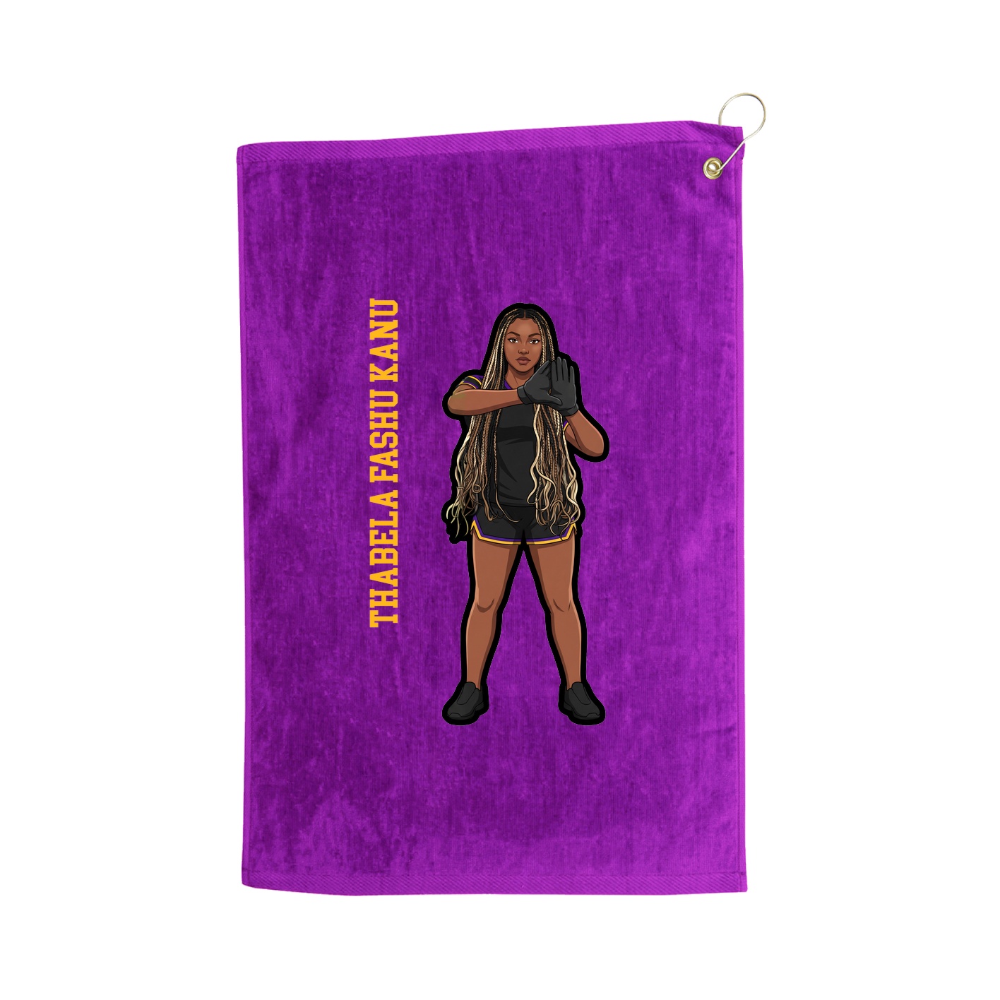 Golf Towel — Name Vertical in Purple
