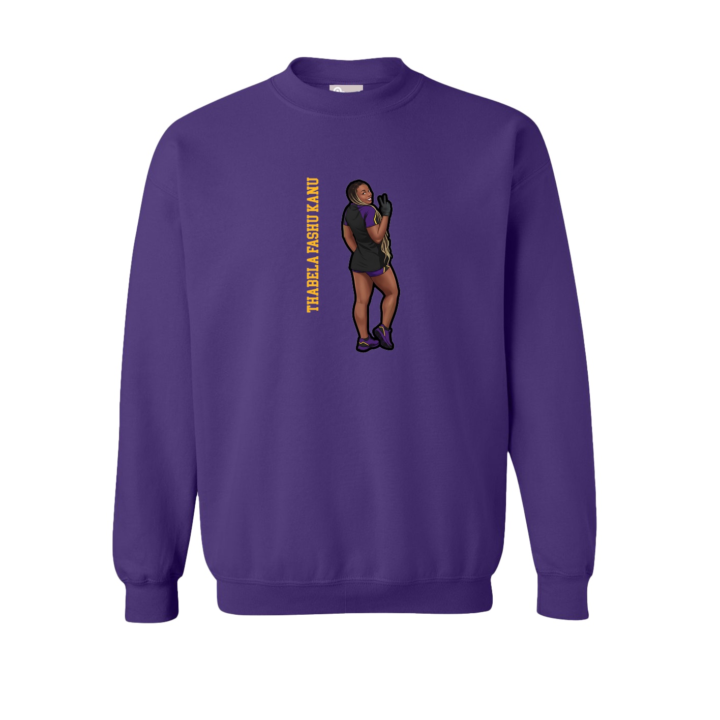 Fleece Crew — Name Vertical in Purple
