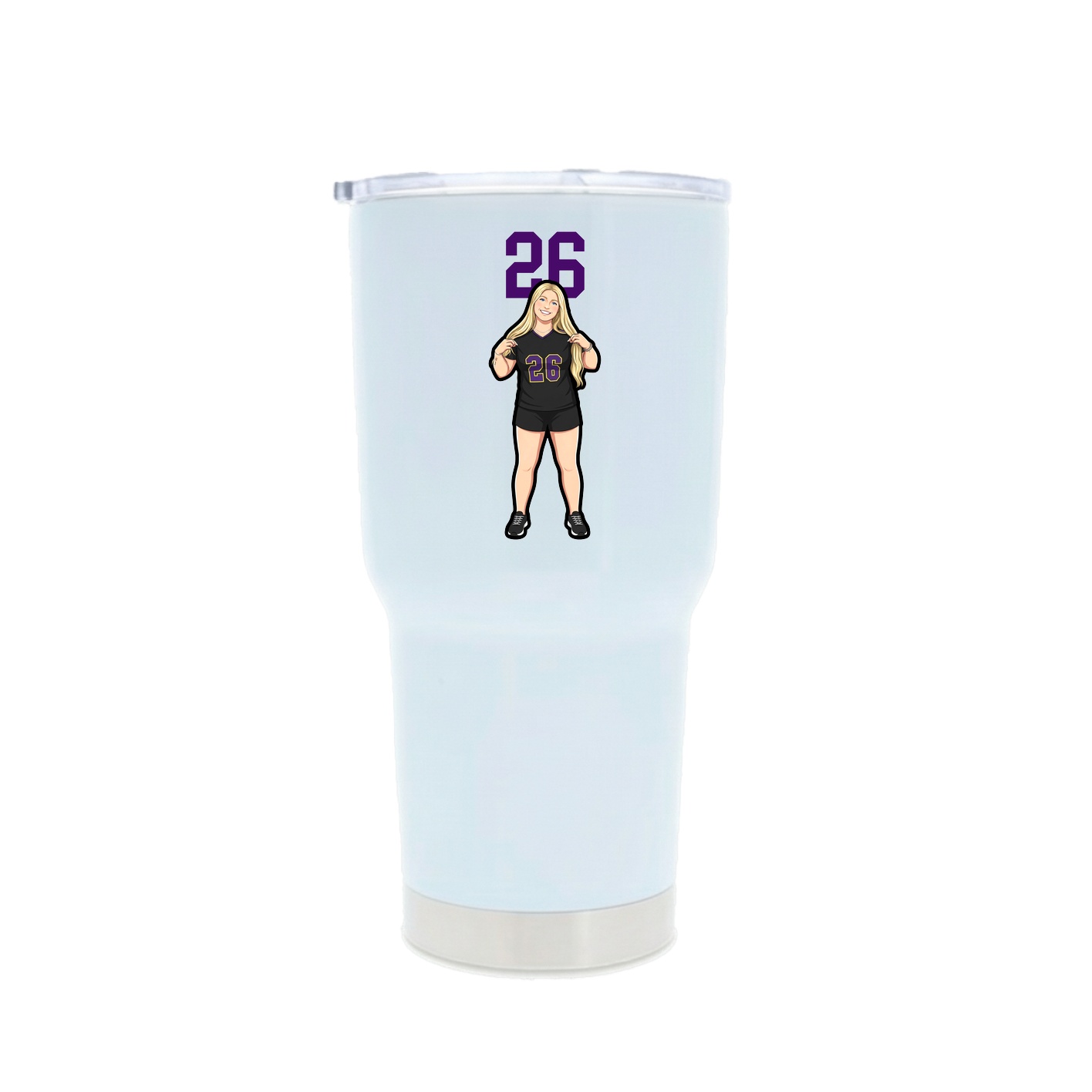 30oz Stainless Steel Tumbler — Number Top in White