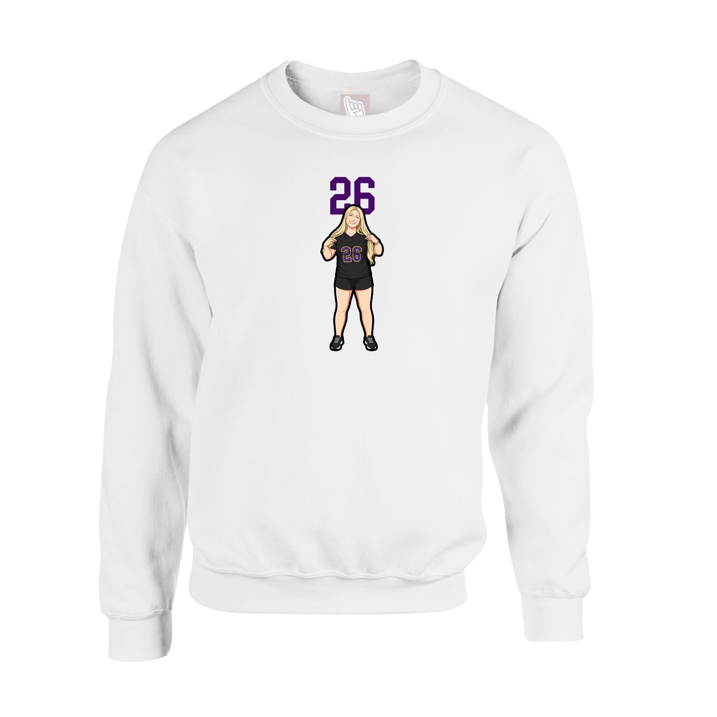 Fleece Crew — Number Top in White