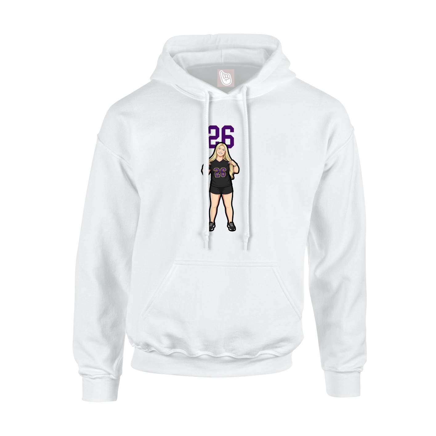Youth Hoodie — Number Top in White