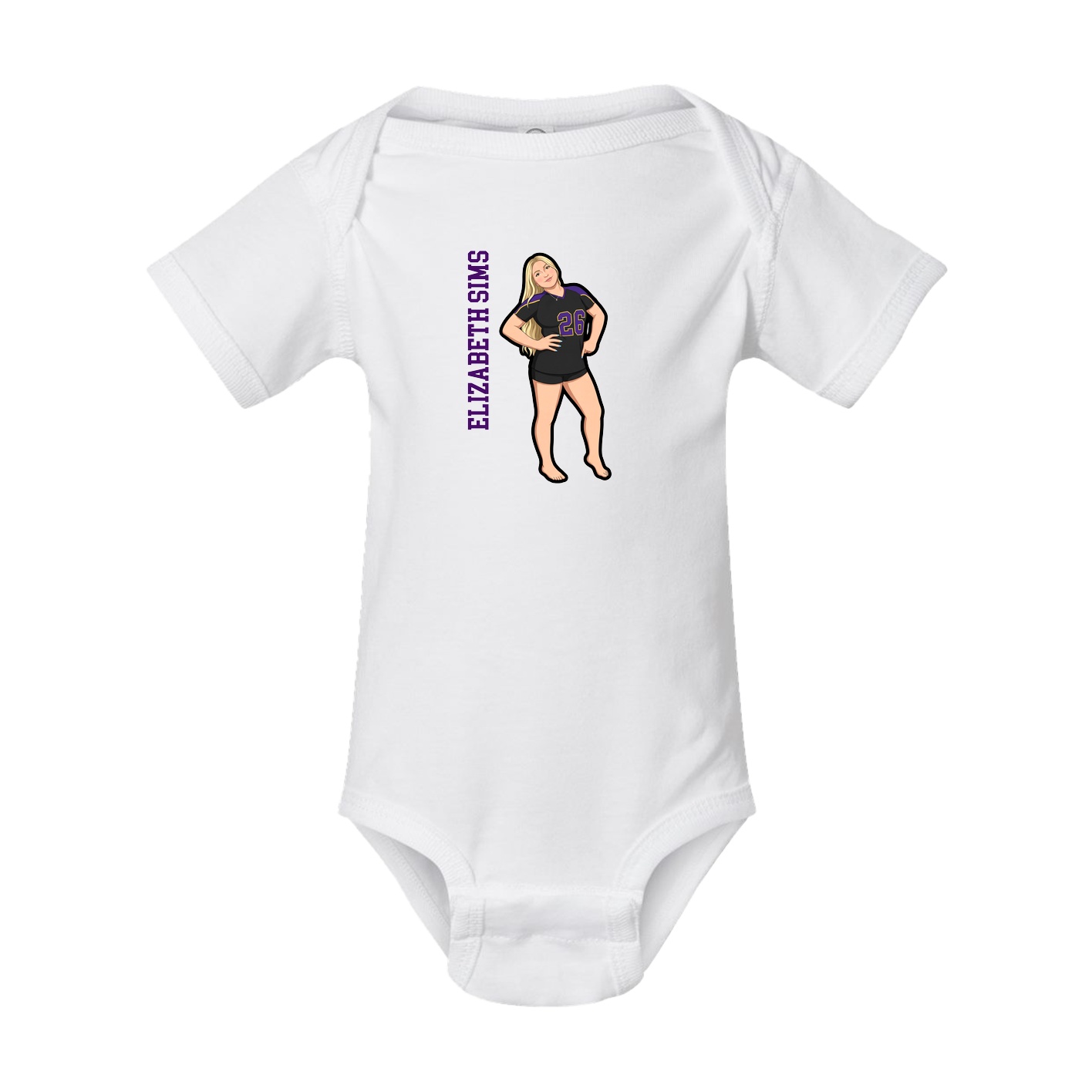Baby Onesie — Name Vertical in White