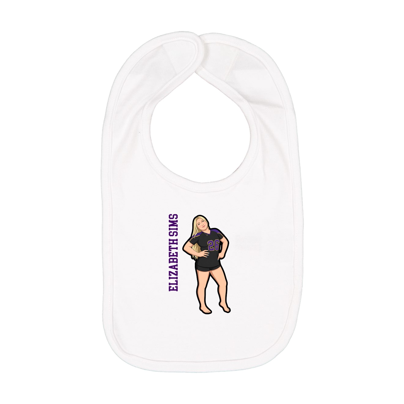 Infant Bib — Name Vertical in White