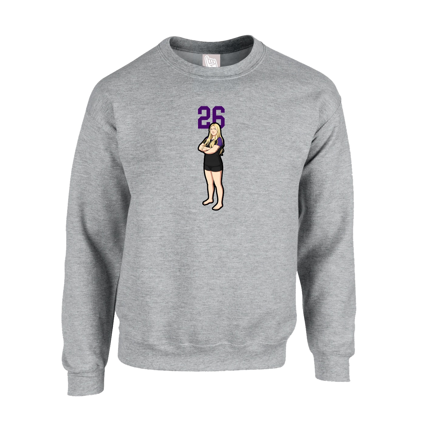 Fleece Crew — Number Top in Grey