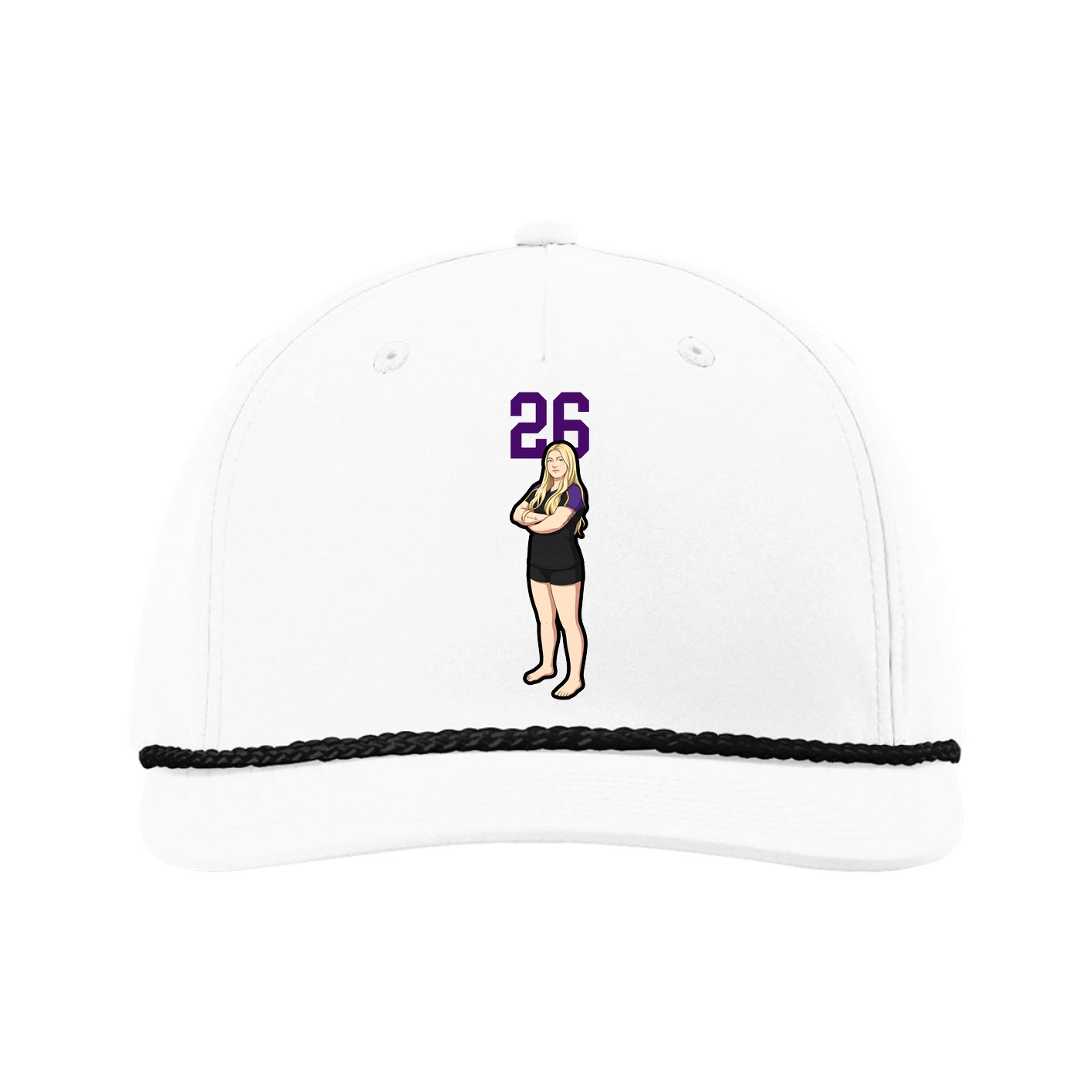 Five-Panel Classic Rope Cap — Number Top in White