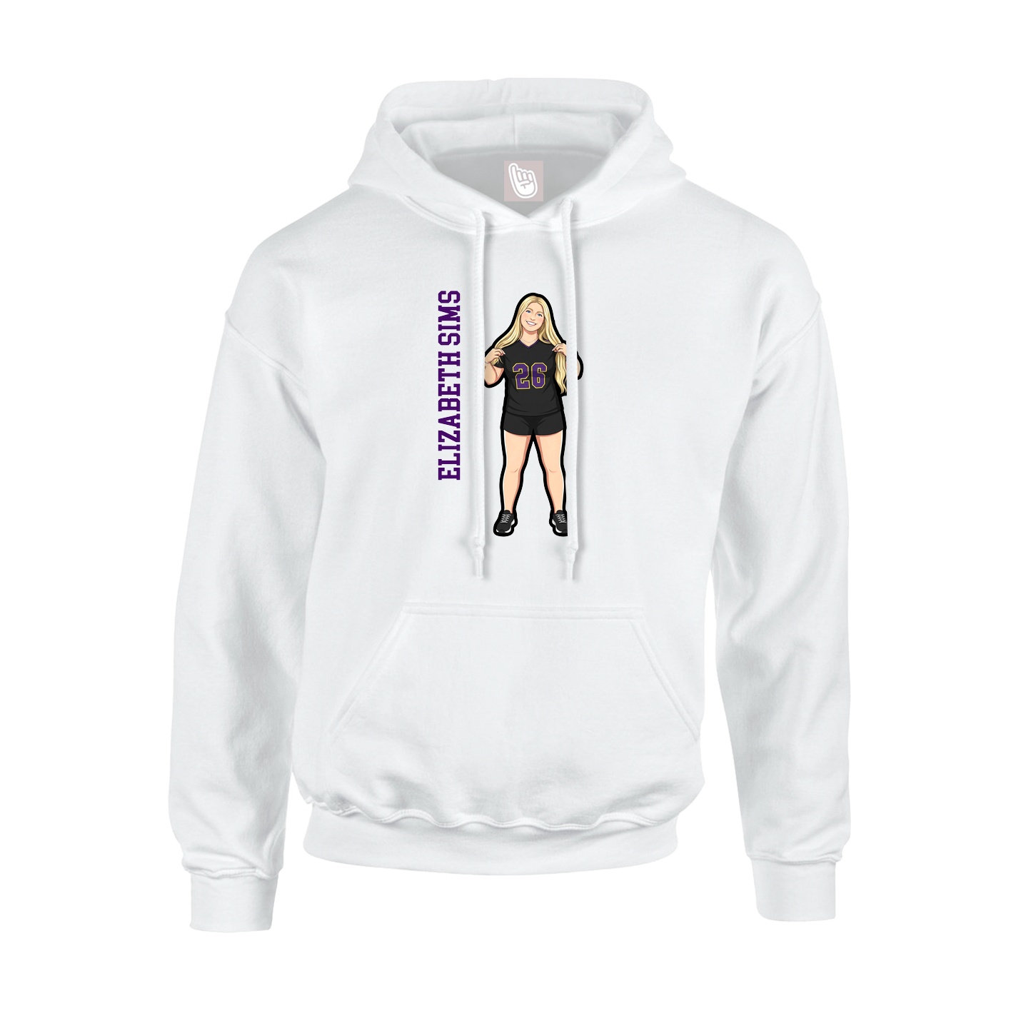 Hoodie — Name Vertical in White