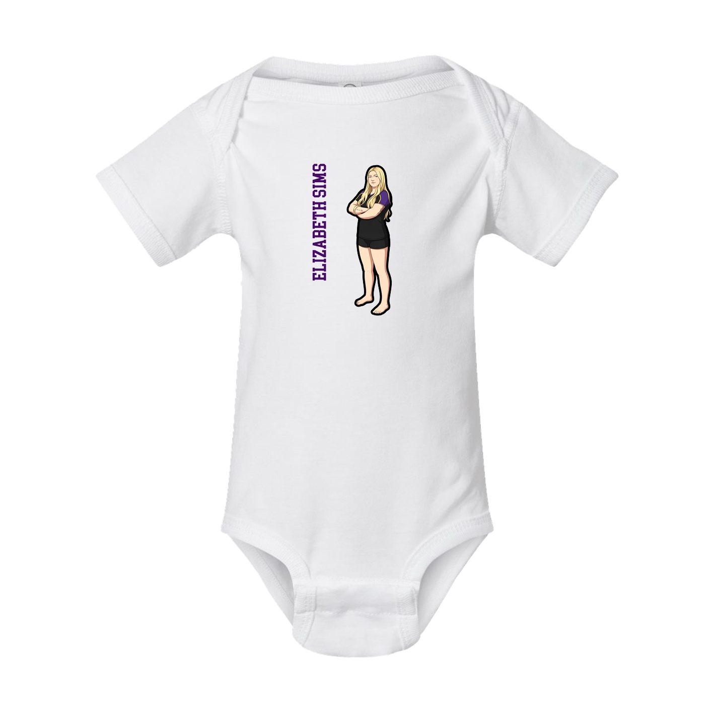 Baby Onesie — Name Vertical in White