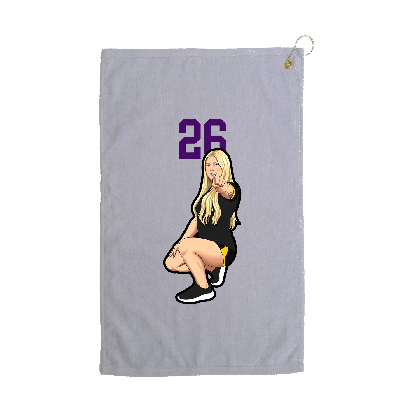 Golf Towel — Number Top in Grey