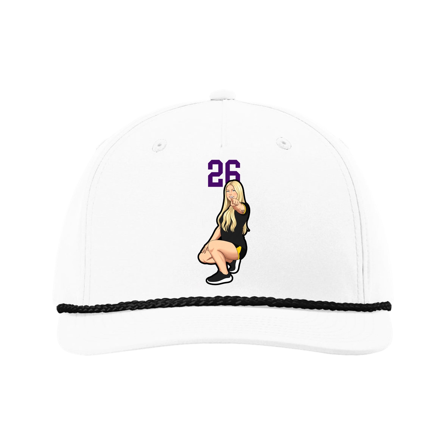 Five-Panel Classic Rope Cap — Number Top in White