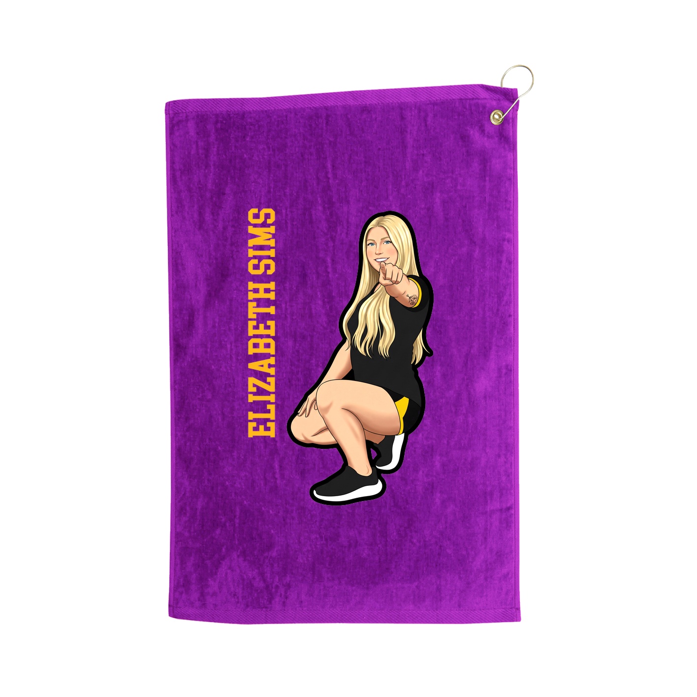 Golf Towel — Name Vertical in Purple