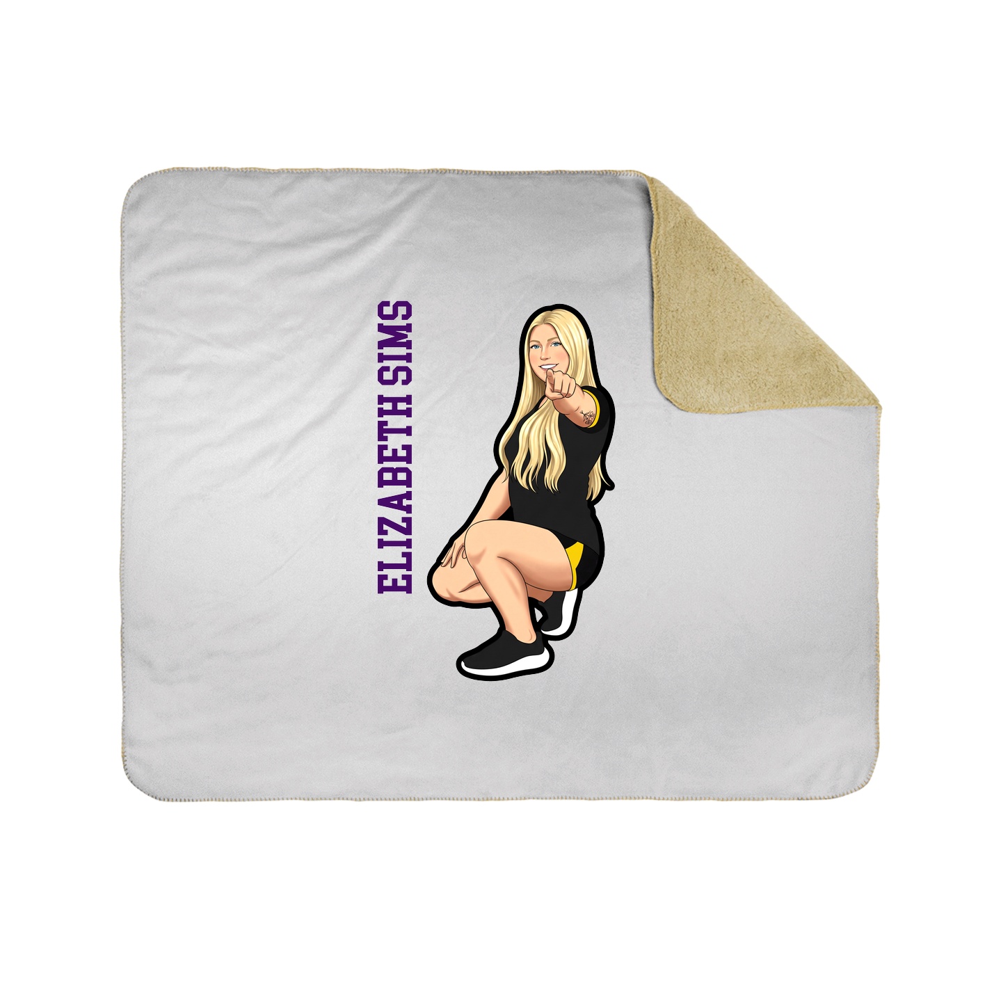 Throw Blanket — Name Vertical in White
