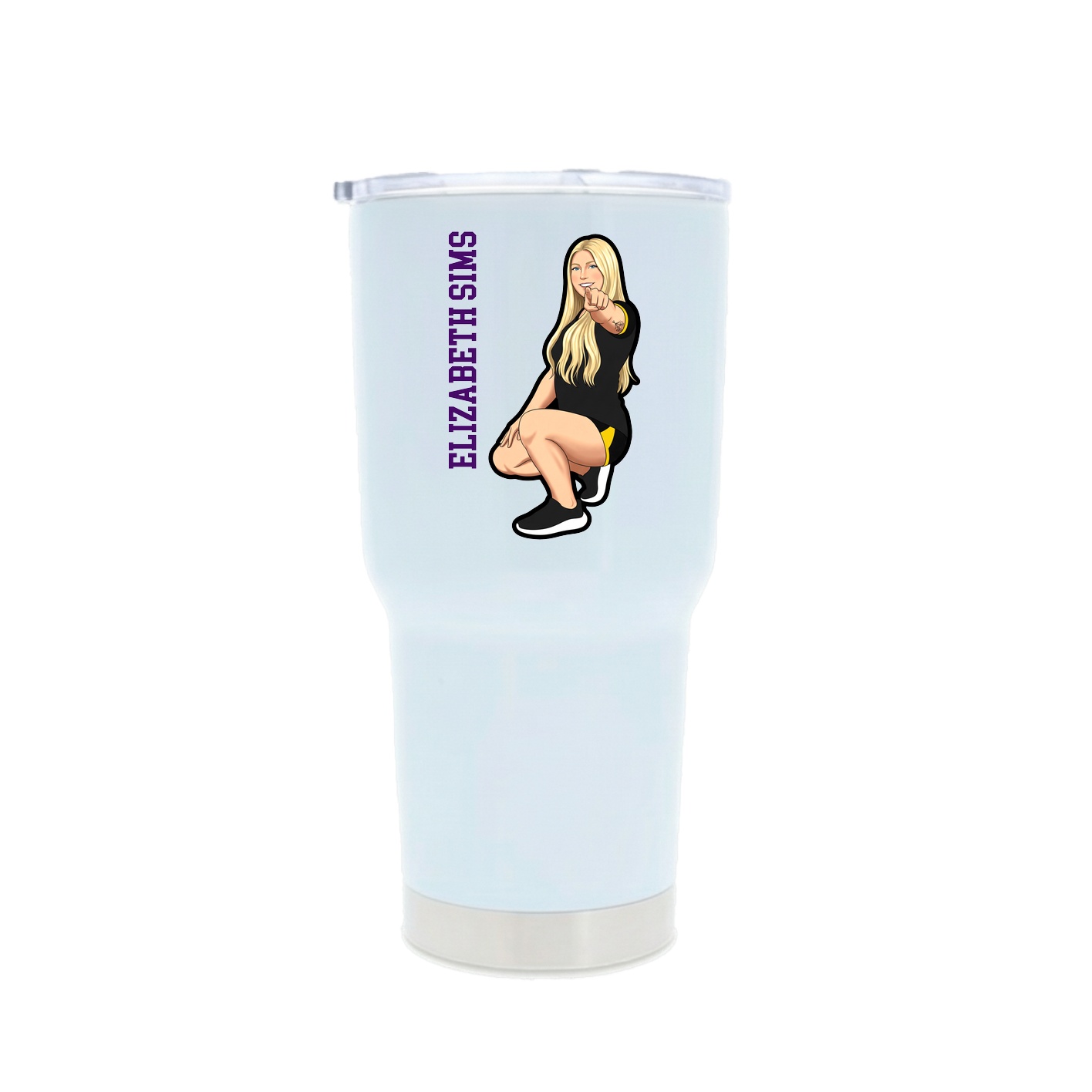 30oz Stainless Steel Tumbler — Name Vertical in White