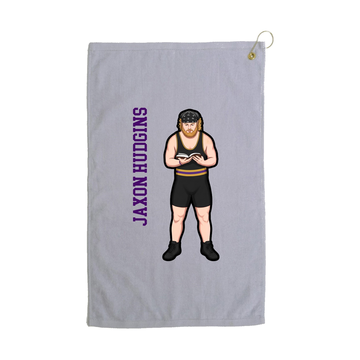 Golf Towel — Name Vertical in Grey