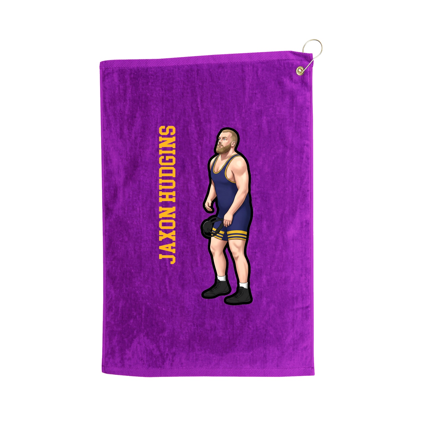 Golf Towel — Name Vertical in Purple