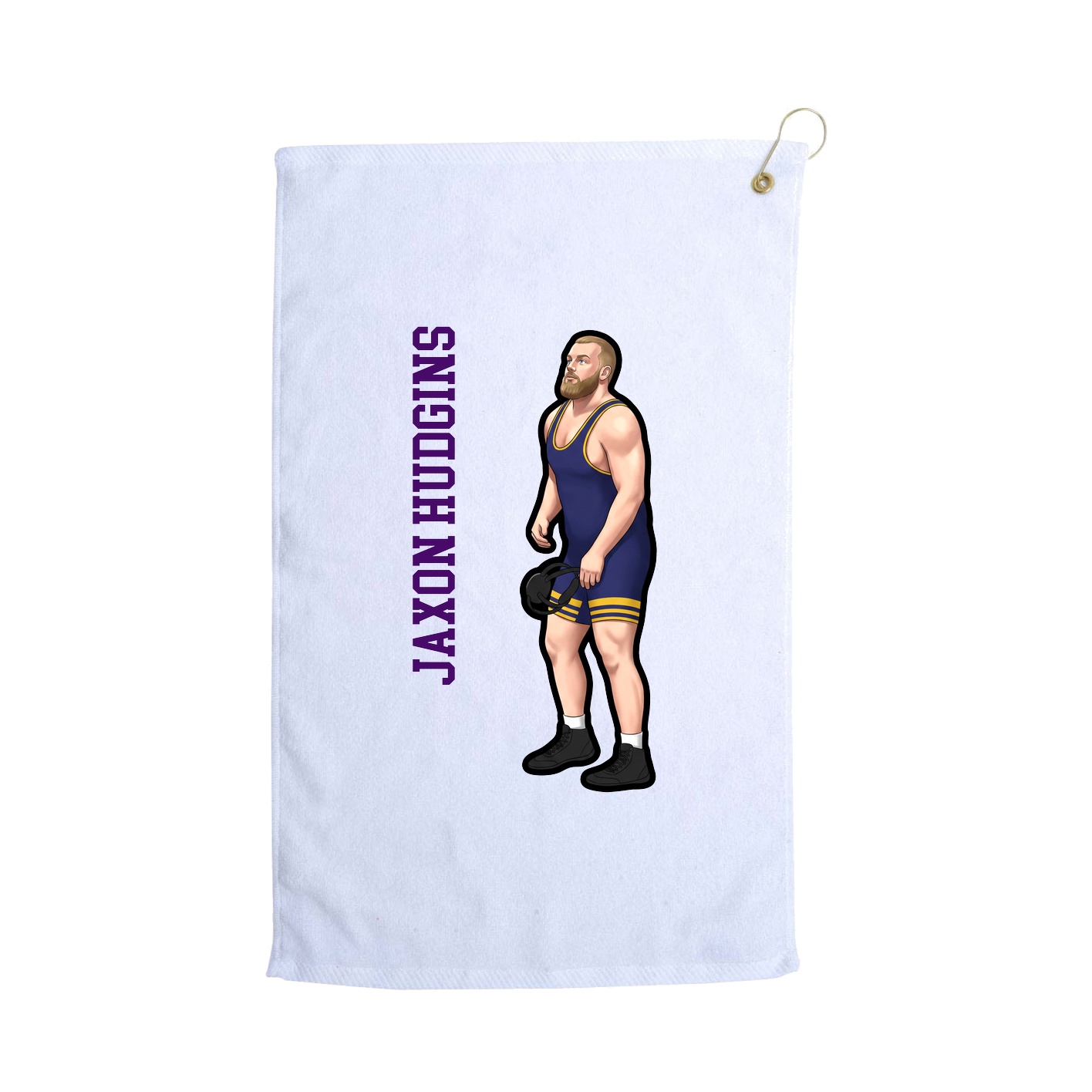 Golf Towel — Name Vertical in White