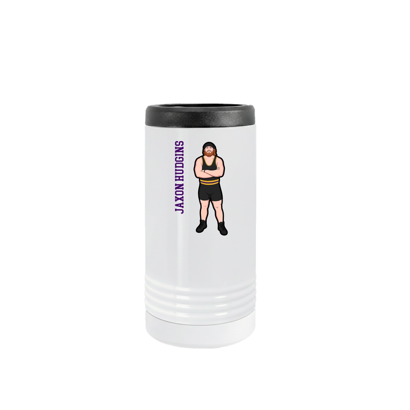 Slim Beverage Holder — Name Vertical in White