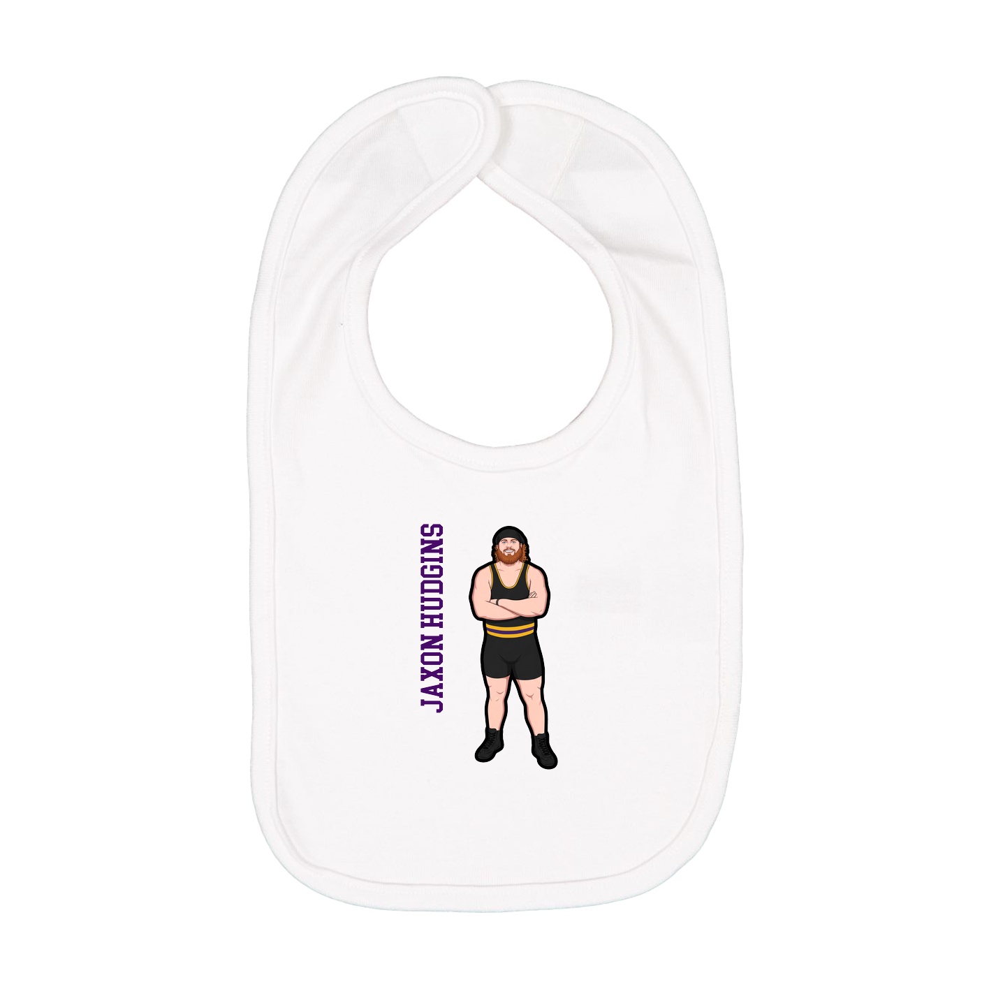 Infant Bib — Name Vertical in White