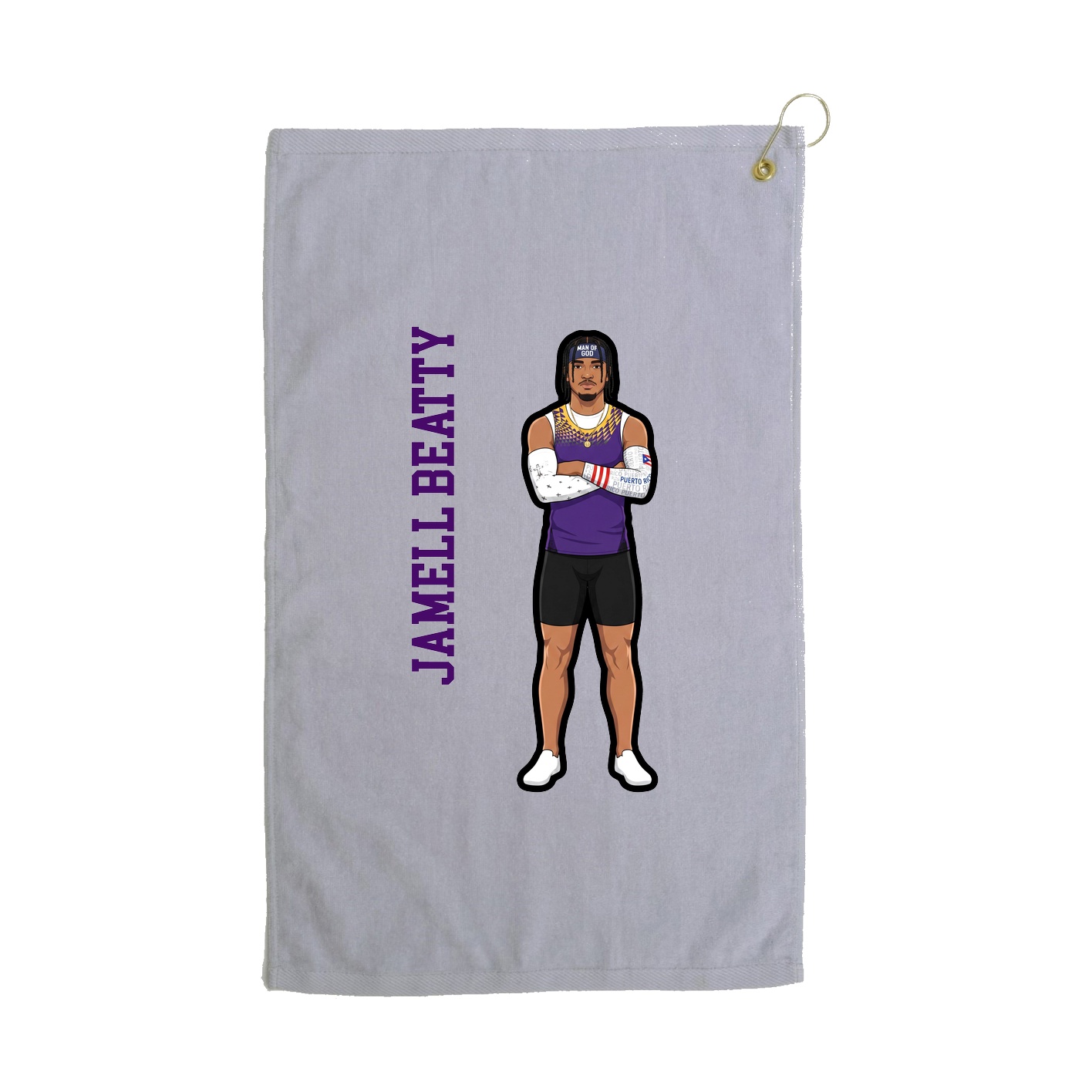 Golf Towel — Name Vertical in Grey
