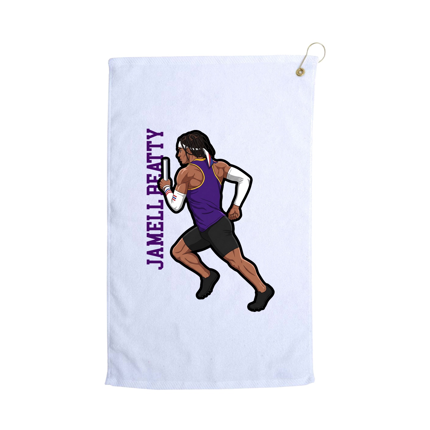 Golf Towel — Name Vertical in White