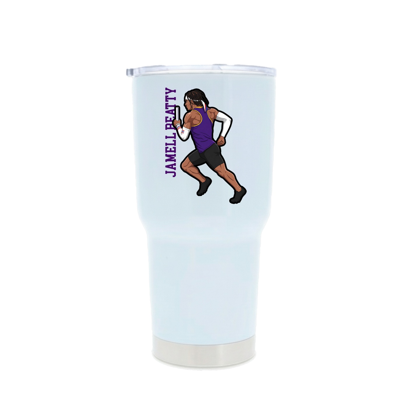 30oz Stainless Steel Tumbler — Name Vertical in White
