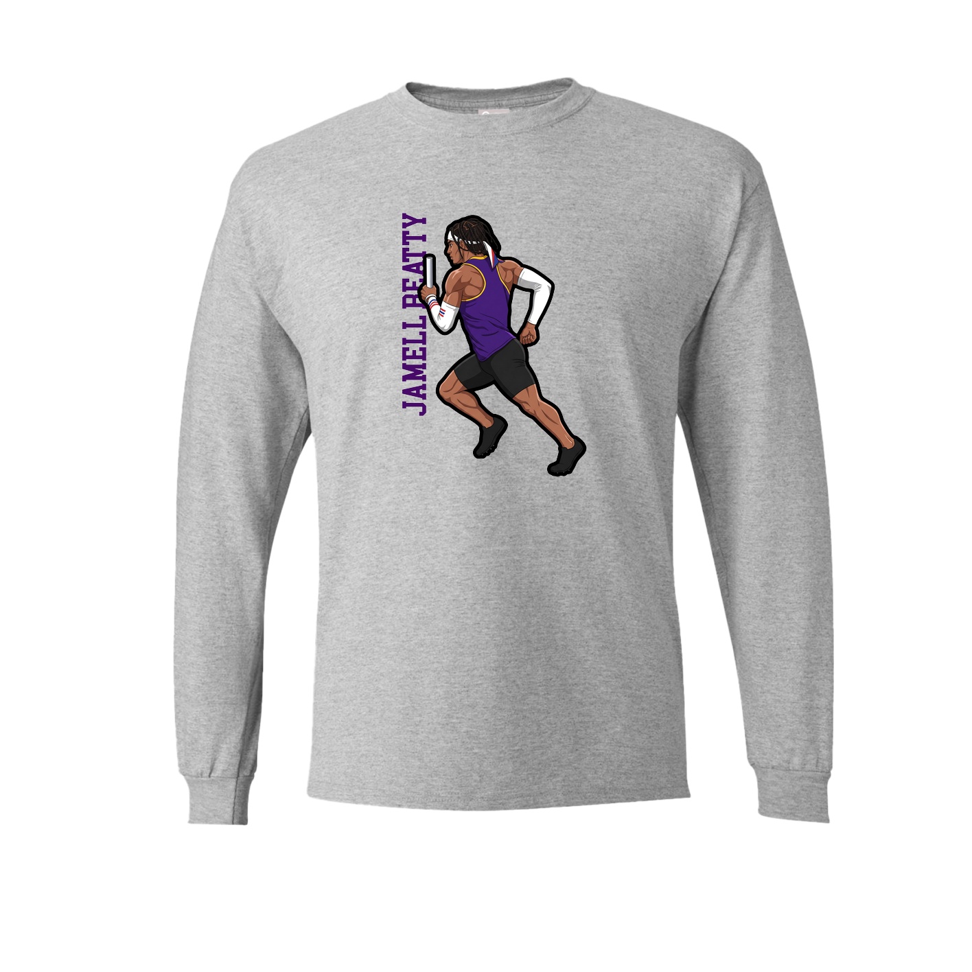 Long Sleeve Tee — Name Vertical in Grey