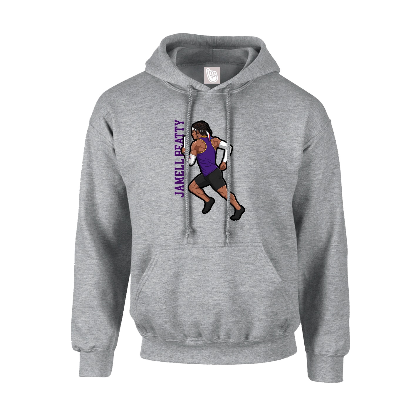 Hoodie — Name Vertical in Grey