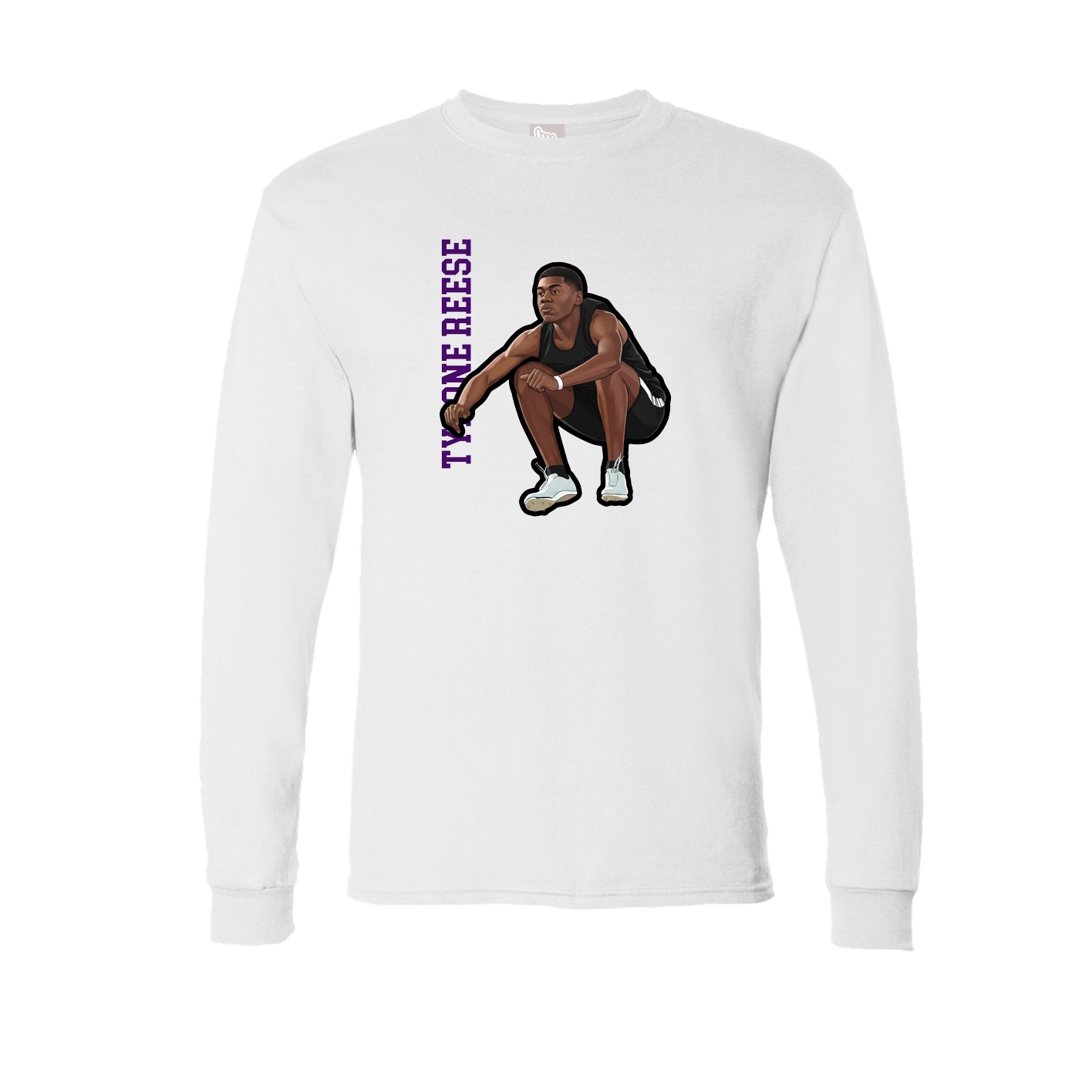 Long Sleeve Tee — Name Vertical in White