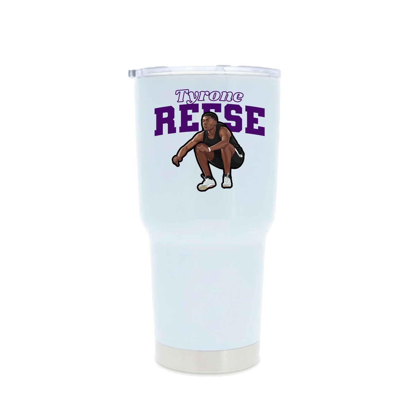 30oz Stainless Steel Tumbler — Name Arch in White