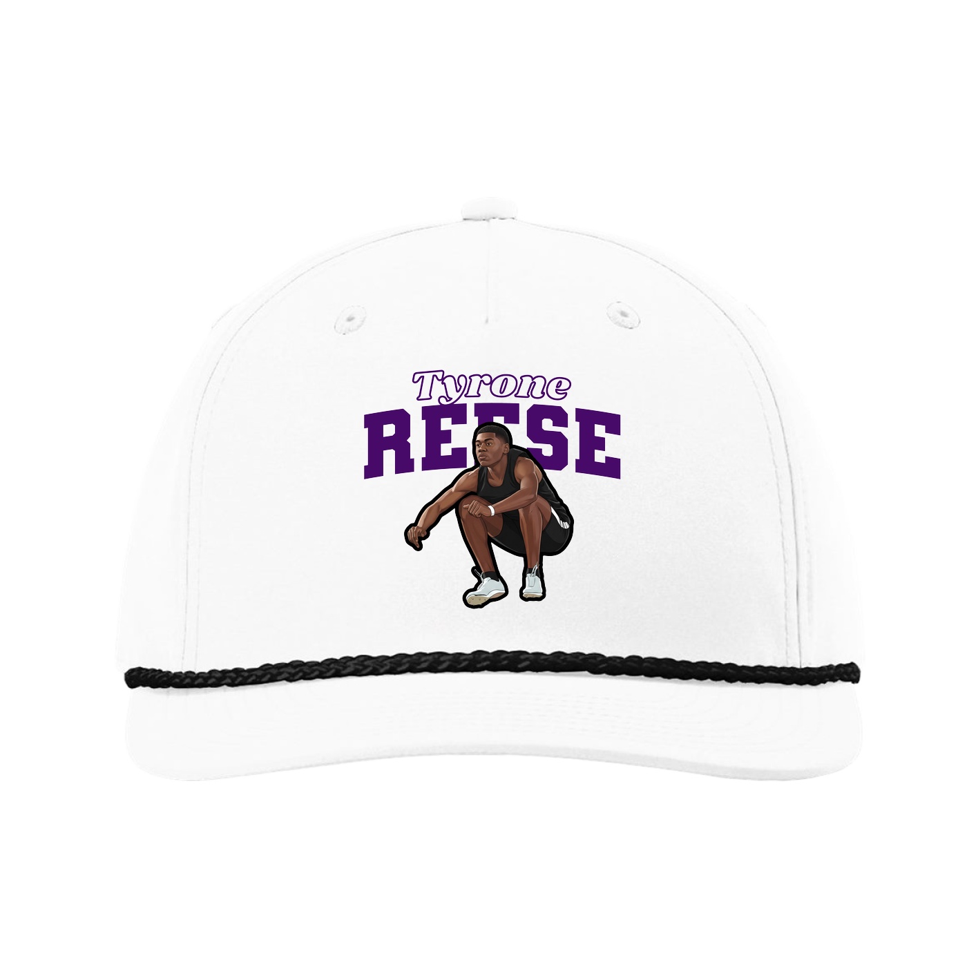 Five-Panel Classic Rope Cap — Name Arch in White