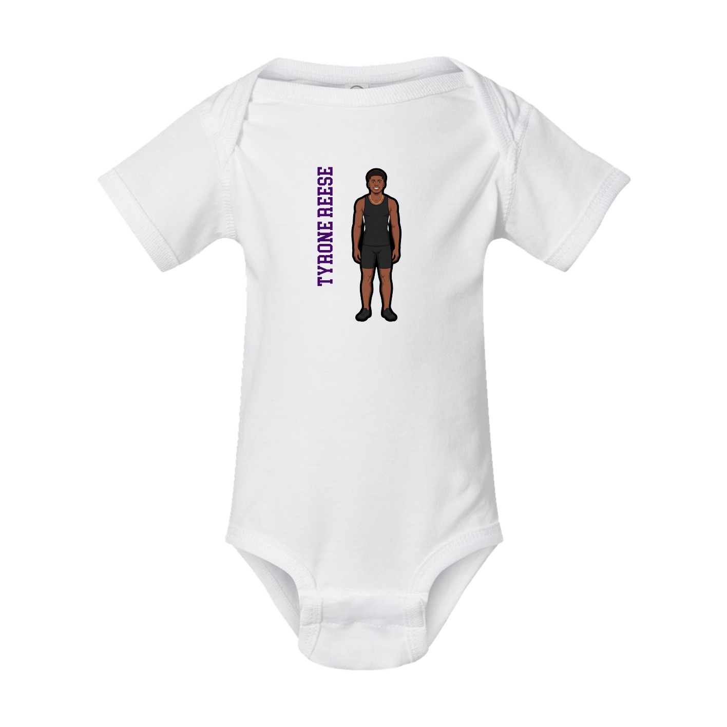 Baby Onesie — Name Vertical in White