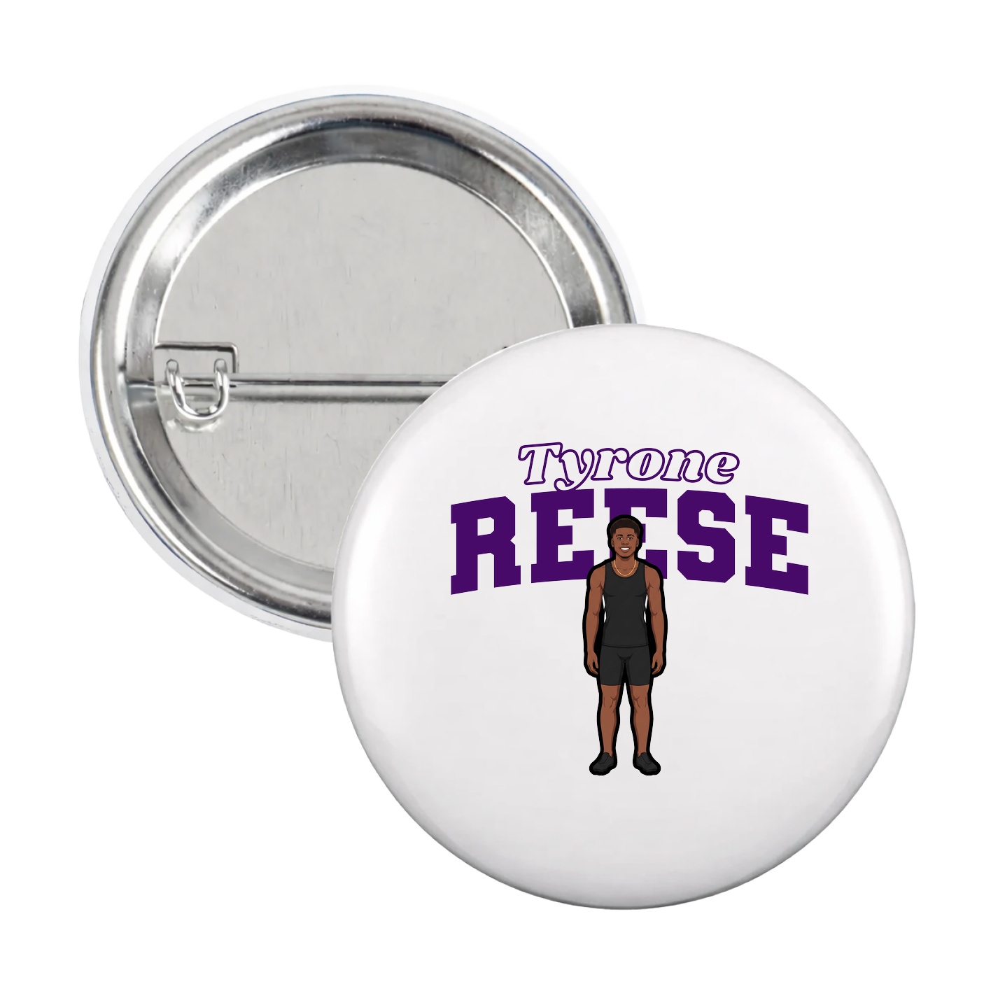 Game Day Button — Name Arch in White