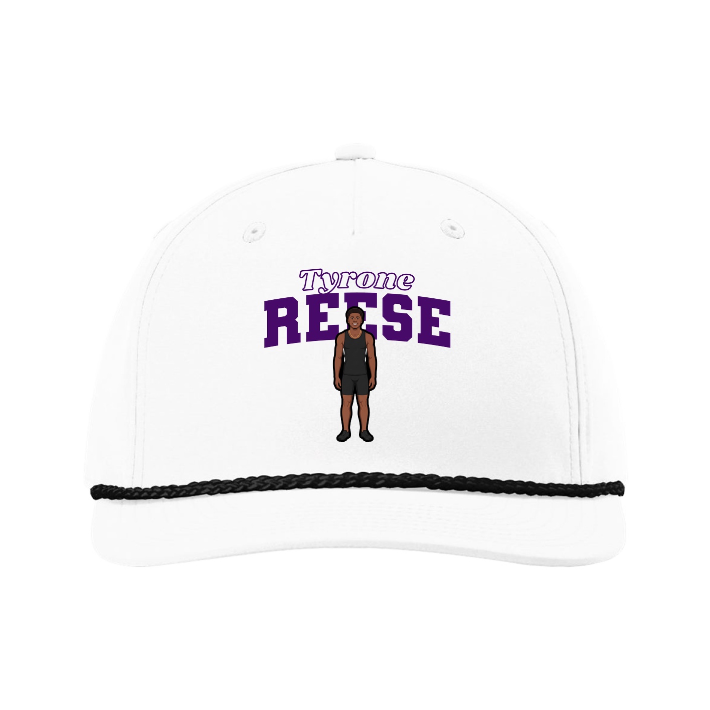 Five-Panel Classic Rope Cap — Name Arch in White